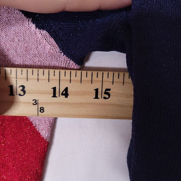 Lovers + Friends Sweater XS Navy Turtleneck Chevron Metallic NWT - Picture 7 of 11